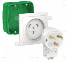 Силовой комплект 32А, 250 В: розетка, вилка, монтажная коробка, белый BLANCA, Schneider Electric (6)