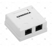 ITK Розетка инф. настенная RJ45 кат. 5Е UTP 2 порта GENERICA CS2-1C5EU-22-G