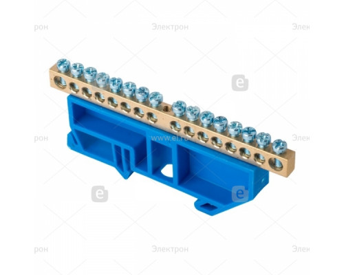 EKF PROxima Шина "0" N (6х9мм) 16 отверстий латунь синий изолятор на DIN-рейку