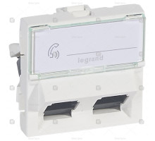 Legrand Mosaic Белая Розетка RJ 45 кат 6 UTP 45° 2 розетки RJ 45 2 мод LCS2 076504