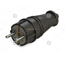 Systeme Electric MultiSet Черная Вилка 2К+З прямая каучуковая 16А/250В IP44