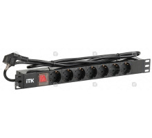 ITK PDU 7 розеток нем. ст, с LED выкл,1U, шнур 2м вилка нем PH12-7D1