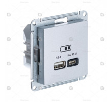 Systeme Electric AtlasDesign Алюминий USB Розетка A + тип-C 45W высокоскор.заряд. QC,PD, мех