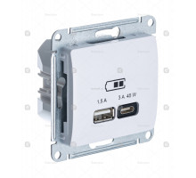 SE Glossa Белый USB Розетка A + тип-C 45W высокоскорост. зарядка QC, PD, мех.