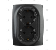 12-2106-05 ЭРА Розетка 2X2P+E Schuko, 16A-250В, IP20, Эра12, антрацит Б0031232