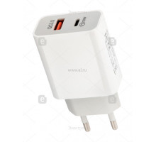 Сетевое зарядное устройство REXANT USB-A+USB-C адаптер, 18W белое