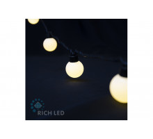 Светодиодная гирлянда Rich LED 5м,IP65,220В,20 бол.шариков,тепл.бел.,чер.пр.RL-S5-20C-40B-B/WW (314)