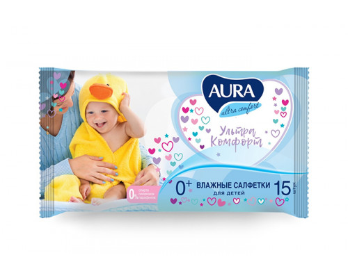 Салфетки влажные AURA Ultra Comfort Детские 15шт (280)