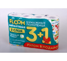 Полотенца бумажные Floom 2-х слойные 4 рулона (800)