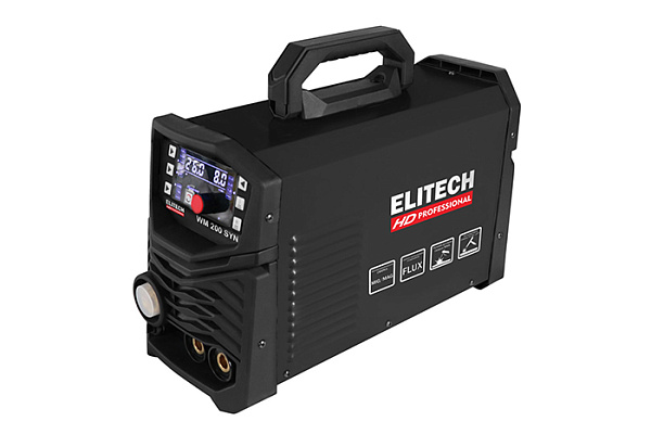 Инвертор ELITECH HD WM 200 SYN (220В, 5,9кВт, 50-200А 0,6-1,0 MIG, 10-160А 1,6-4 MMA, 13кг)